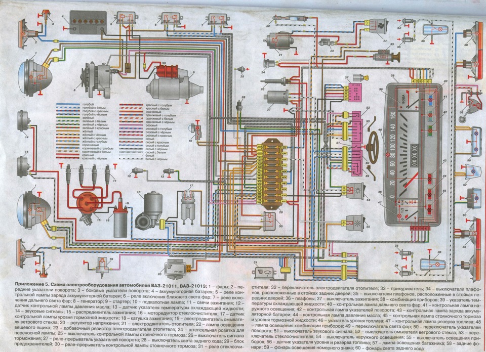 схема с описанием проводки ваз 2101