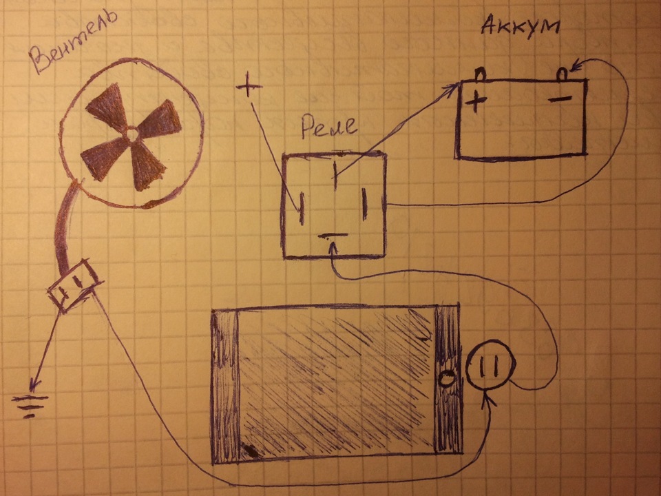 схема подключения вентилятора охлаждения через реле