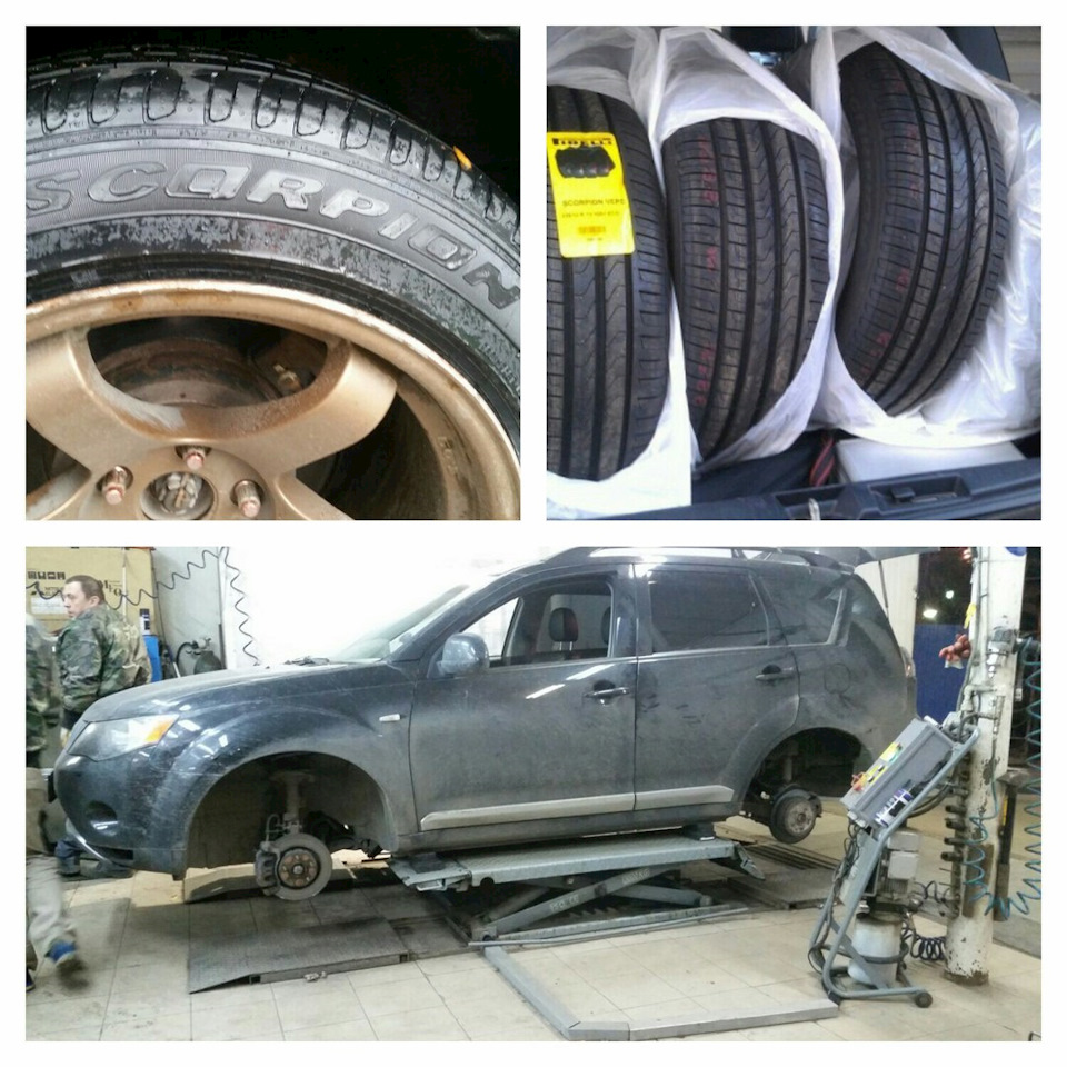 Сезонная замена резины — Mitsubishi Outlander XL, 2,4 л, 2008 года ...