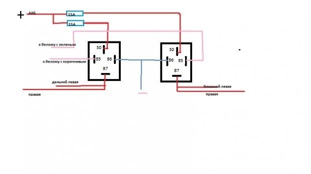Схема подключения разгрузочного реле на фары