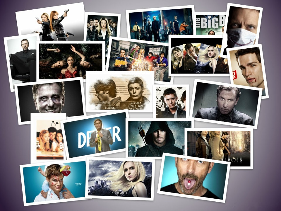 абстрактный коллаж современных сериалов разных жанров