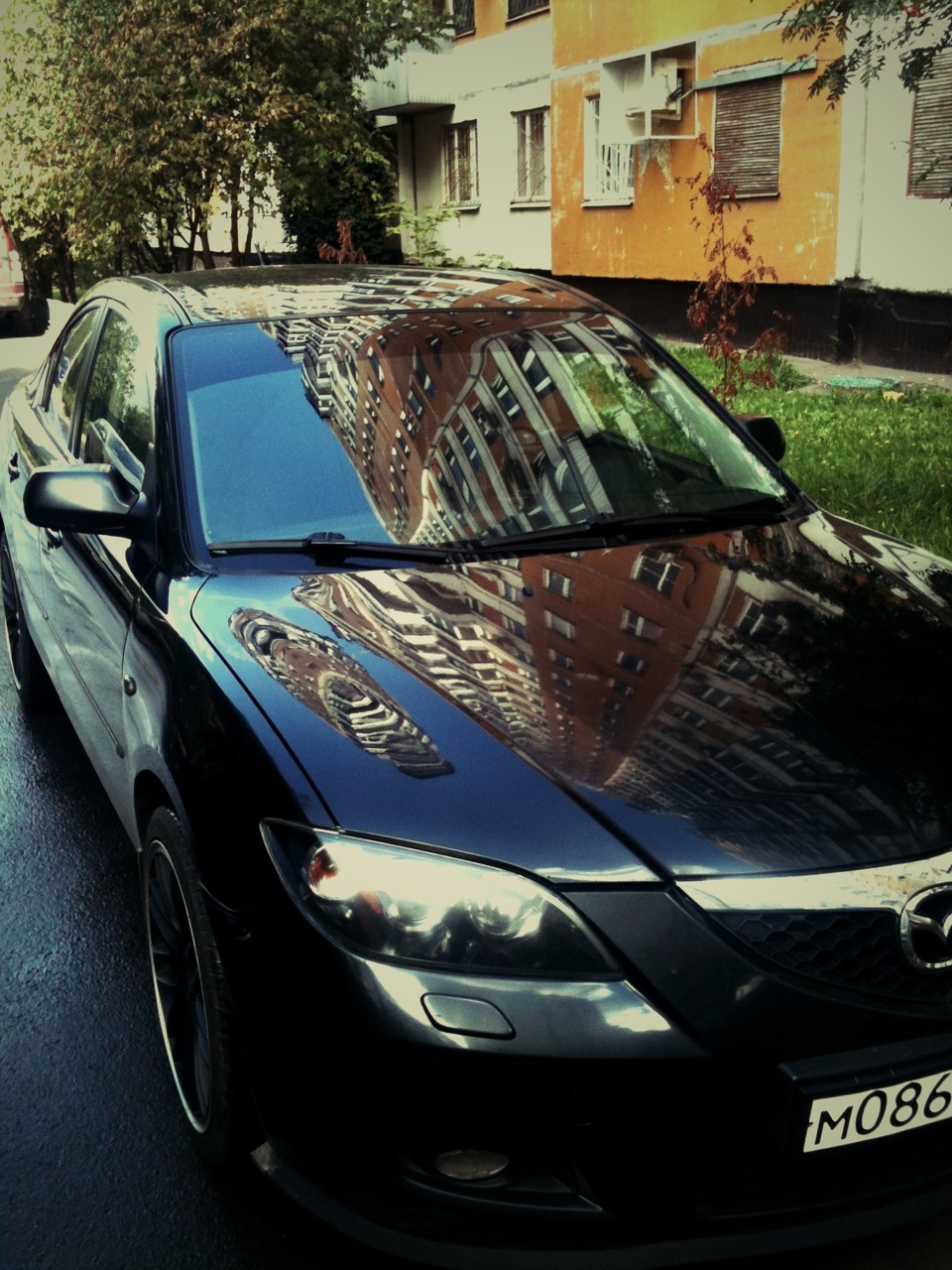 Тонированная полоса на лобовое — Mazda 3 (1G) BK, 1,6 л, 2008 года ...