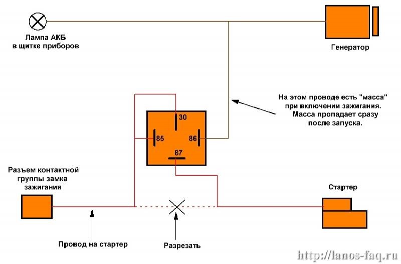 Схема дополнительного реле на стартер