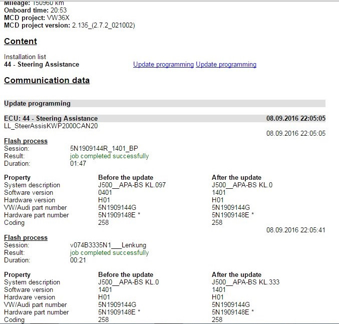 Прошивка рейки, 333 параметрия — Volkswagen Tiguan (1G), 2 л, 2009 года ...