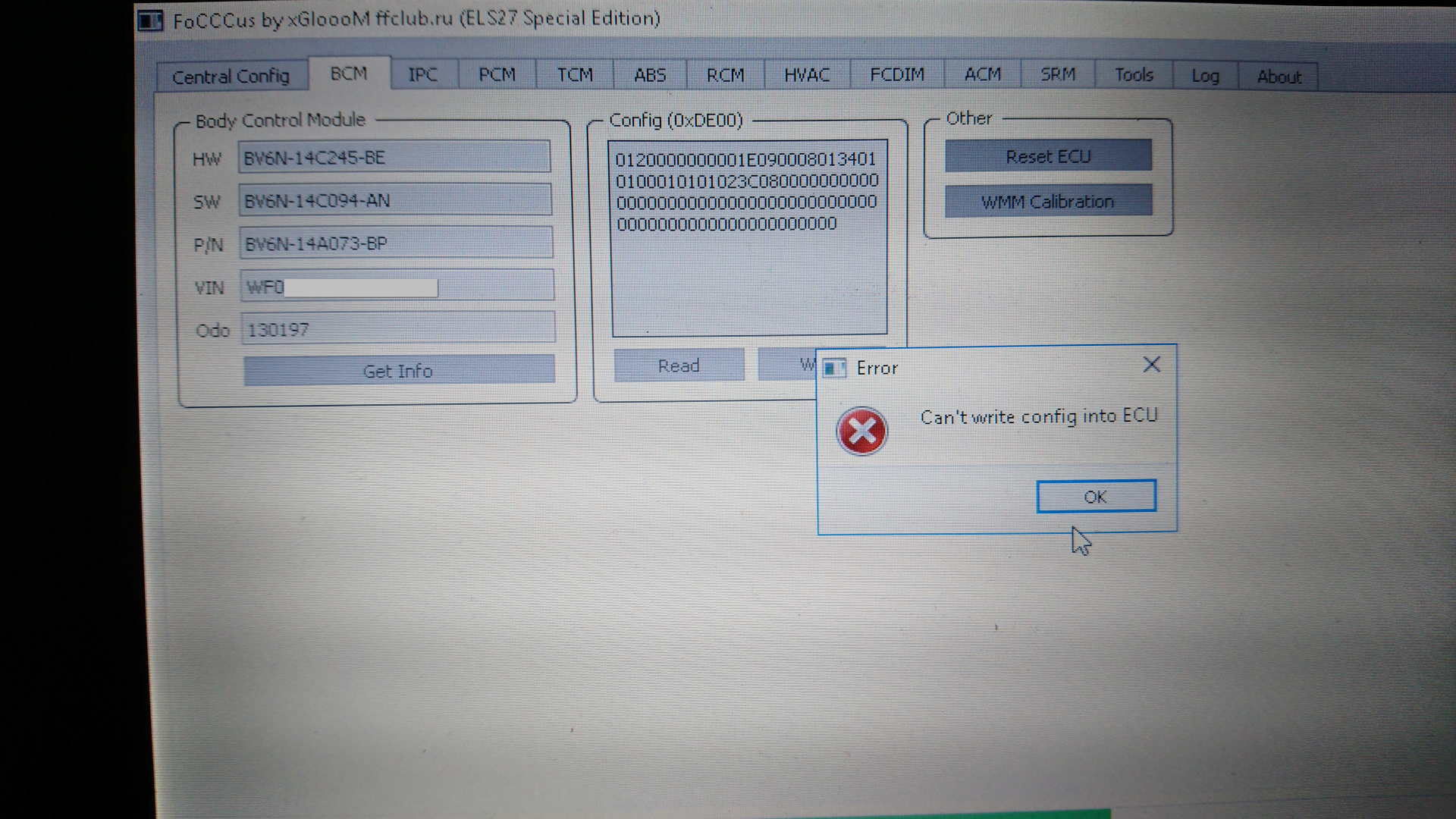 Write configuration. Программа focccus аукс. FCDIM Ford. VWM Calibration в программе focccus. Focccus write ti BMC.