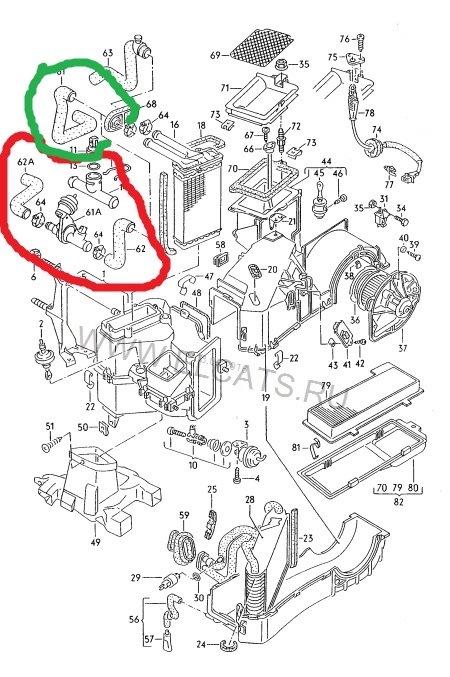 Ауди 80 б3 схема отопителя