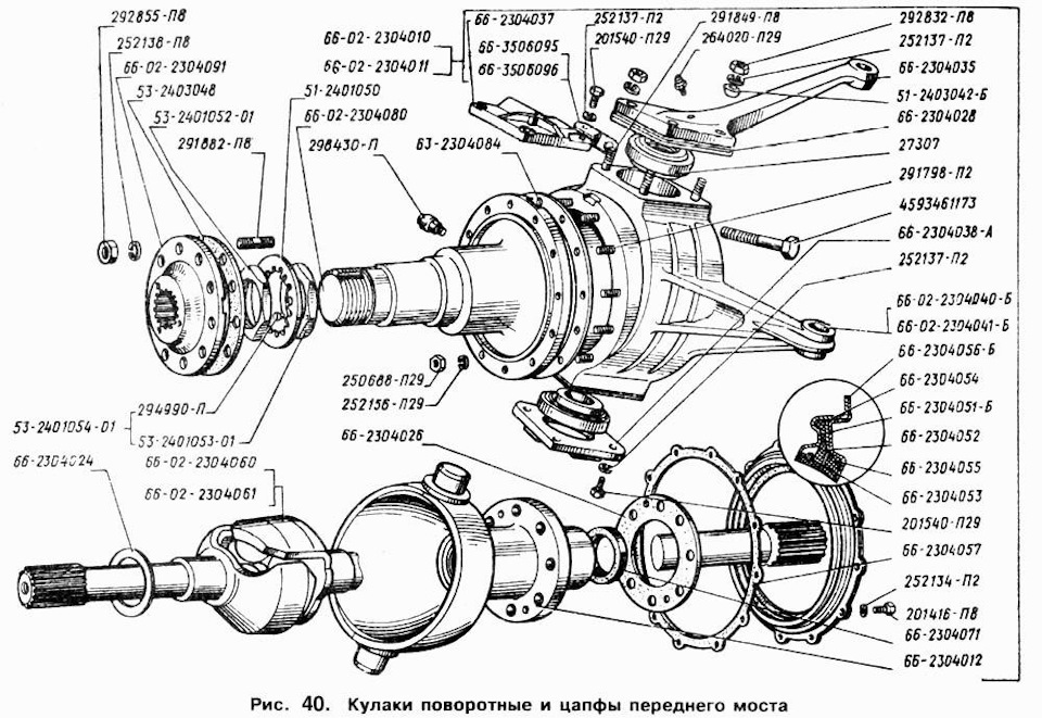 Схема поворотного кулака газ 66