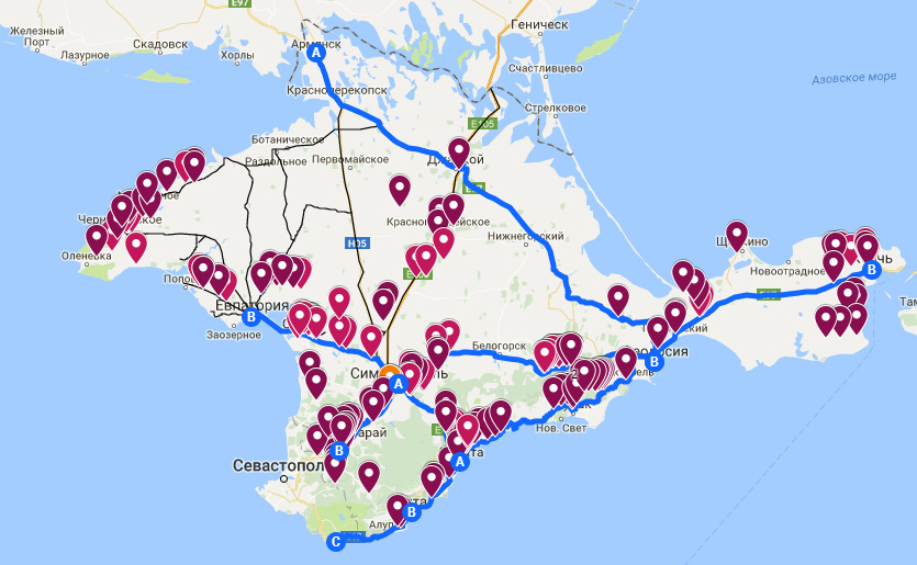 Веломаршруты крыма карта