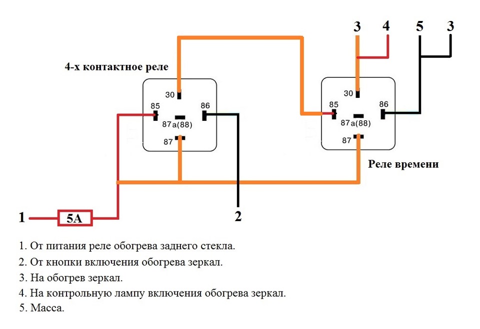 Реле подогрева заднего стекла схема подключения