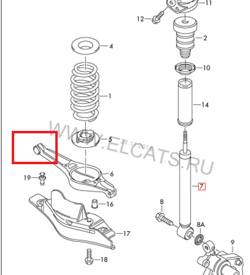 Схема заднего амортизатора пассат б3