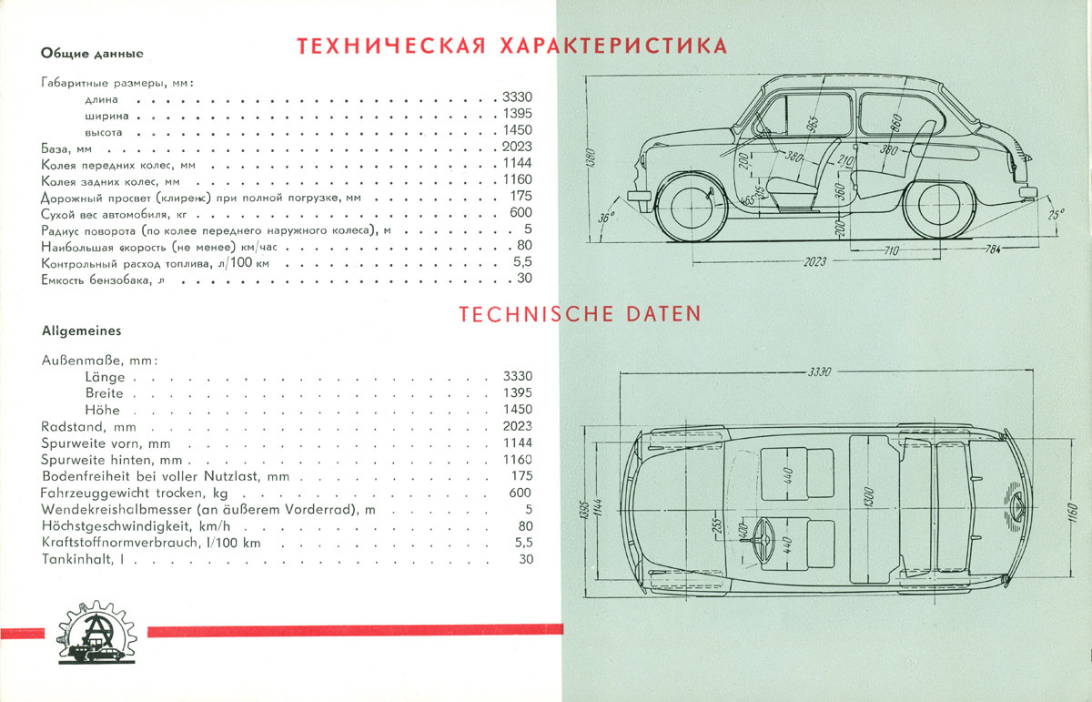 Заз 965 размеры чертеж