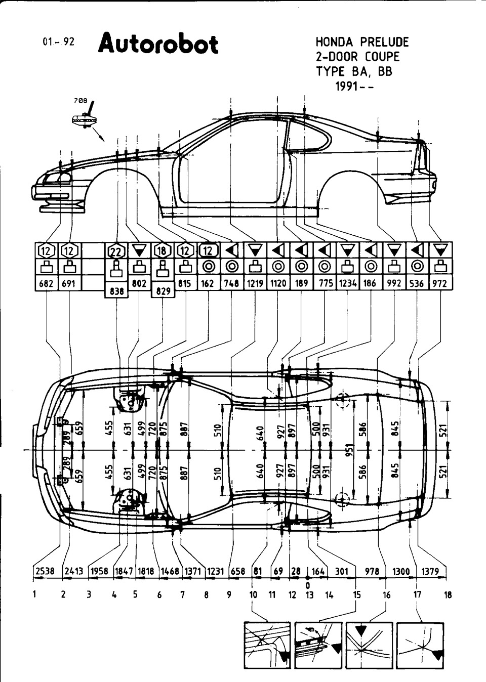 Контрольные точки кузова! — Honda Prelude (BA4, BA5), 2,2 л, 1990 года |  кузовной ремонт | DRIVE2