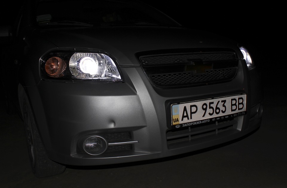 16. Фото. Линзы. Ночь. — Chevrolet Aveo Sedan (1G), 1,5 л, 2007 года ...