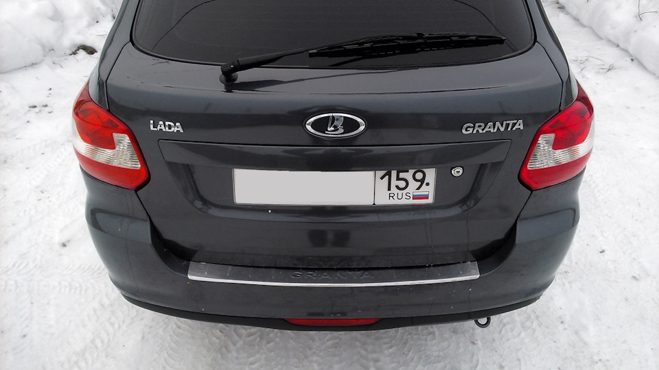 Накладка на задний бампер Dollex нержавейка — Lada Гранта Лифтбек (1G ...