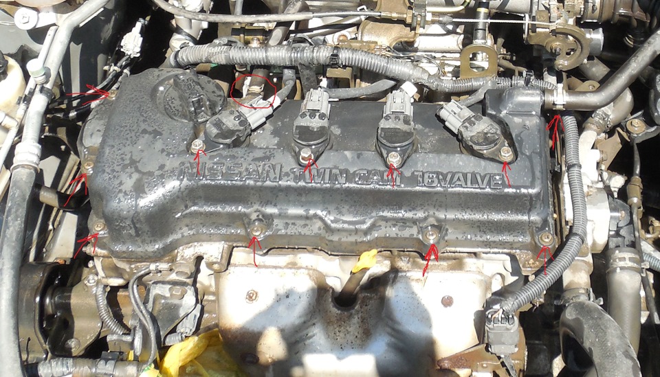 Замена прокладки крышки клапанов и сапун — Nissan Tino, 1,8 л, 2001 ...