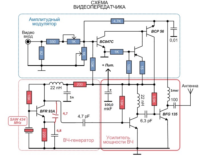 Видеопередатчик своими руками схема