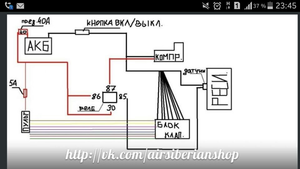 Пневмоподвеска электросхема