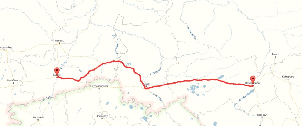 Карта россии курган новосибирск