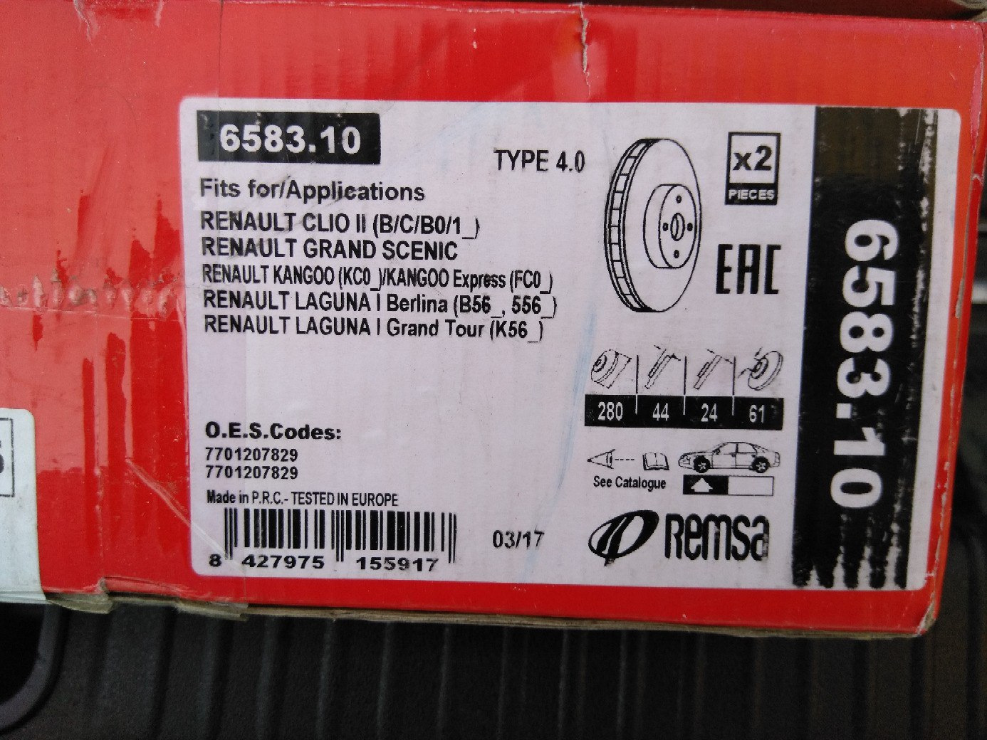 Производитель prc расшифровка. Ремса производитель Страна. Renault Clio Grand Tour тормозные диски. 658310 REMSA. Размер тормозных дисков Рено Клио 2.