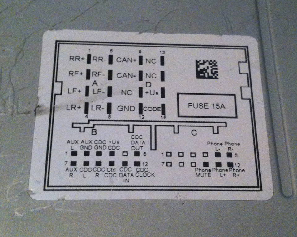 распиновка штатной магнитолы фольксваген