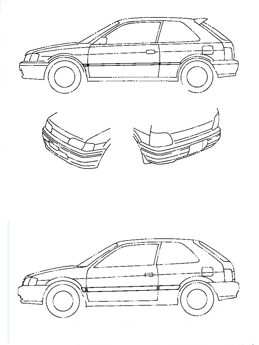 Тойота корса схема. Toyota ae86 Levin чертеж. Toyota Corsa габариты. Тойота Корса чертеж. Чертёж Тойота ае 86.