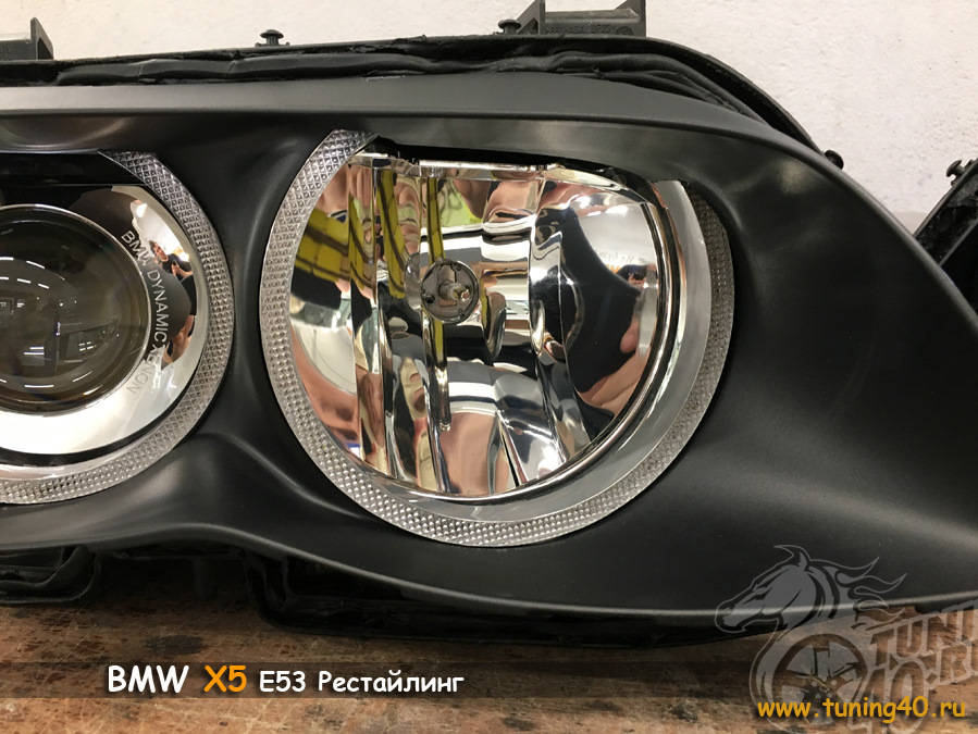 Как разобрать фару е53 BMW X5 E53 Рестайлинг, Замена линз + Ангельские глазки в стиле F-серии +ПТФ - Tu