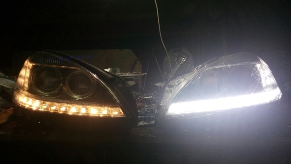 Как снять фары 221 Mercedes-Benz S-klasse W221 рестайлинг, тюнинг передней оптики - JMin-Led на DRI