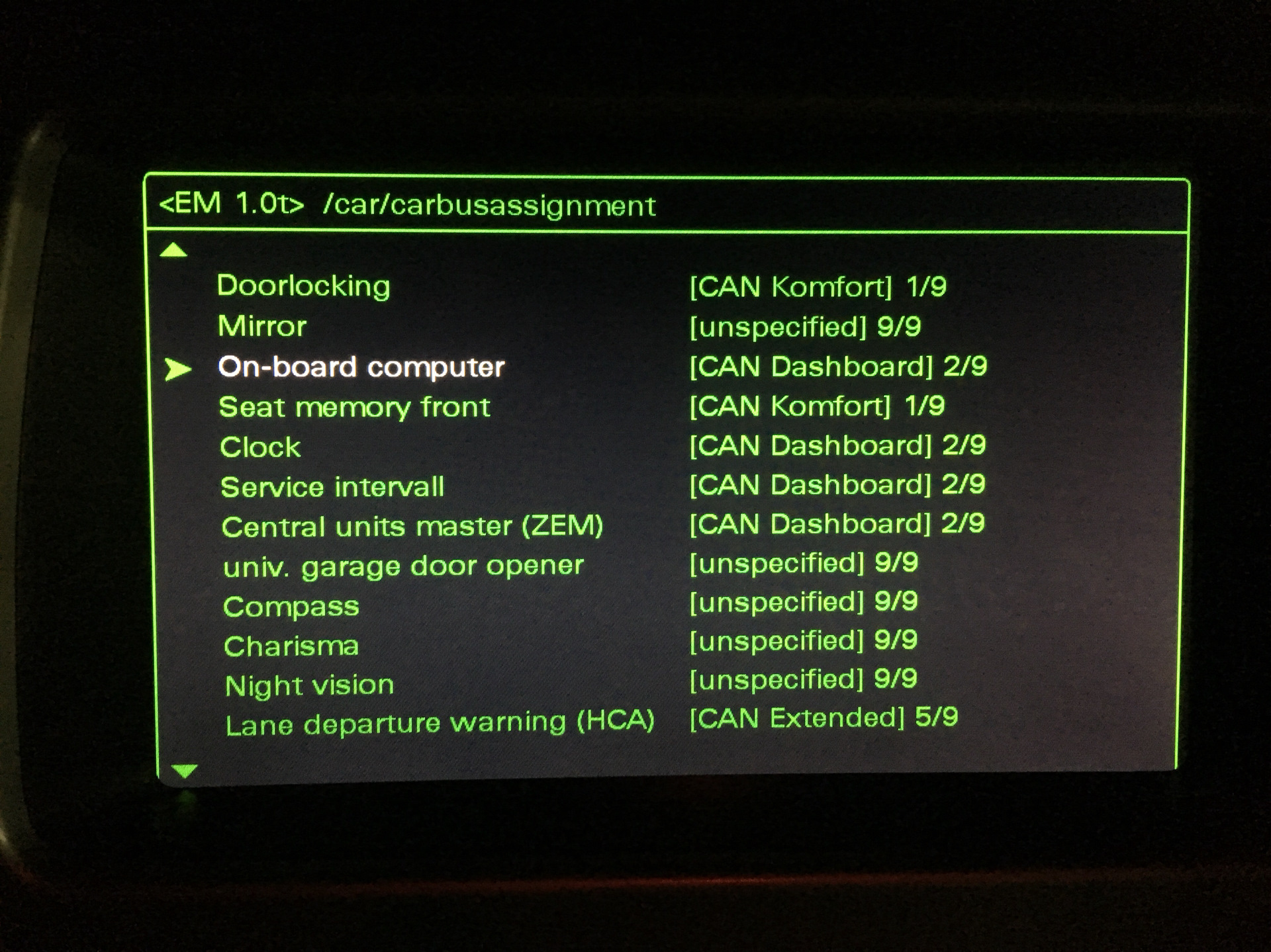 Активация green menu audi