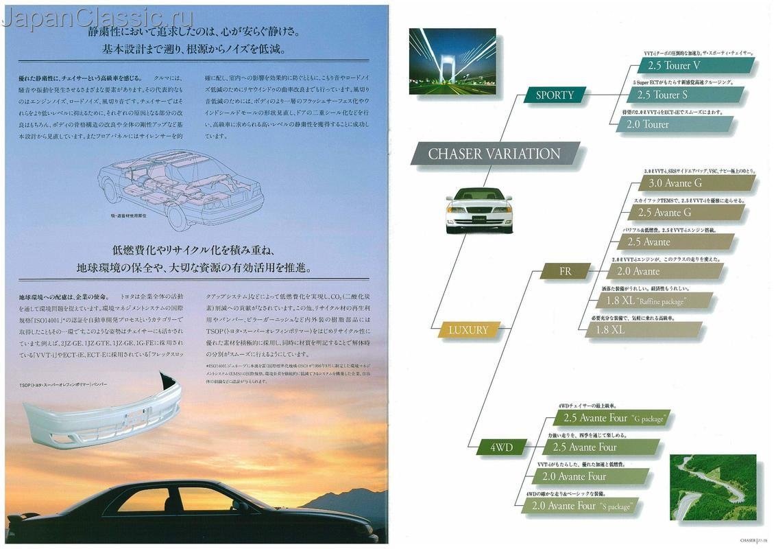 Каталог тойота 100. Toyota Chaser jzx100 брошюра. Буклет JZX 100. Чайзер 100 брошюра. Каталог Chaser 100.