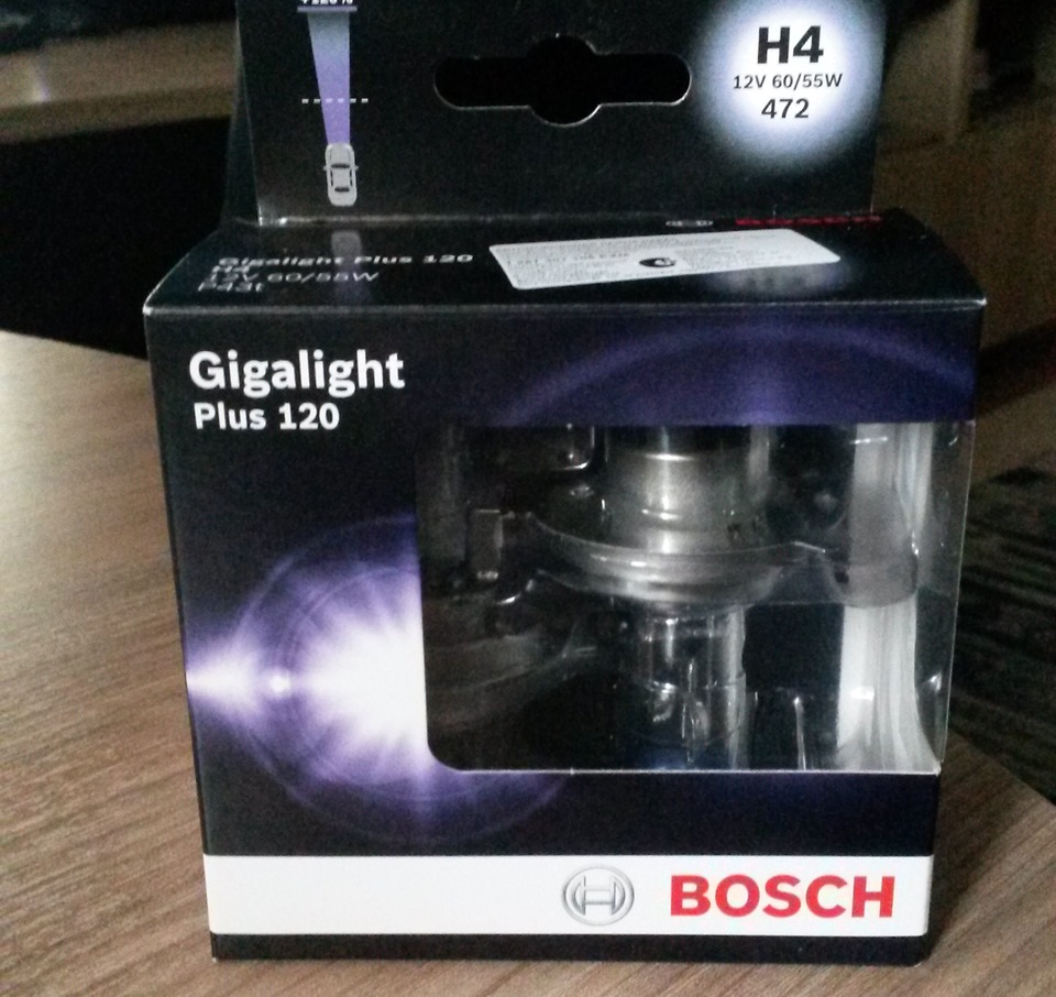 120 плюс. Лампа h4 Bosch Plus 120. Bosch Gigalight +120 h4 Киа Рио.