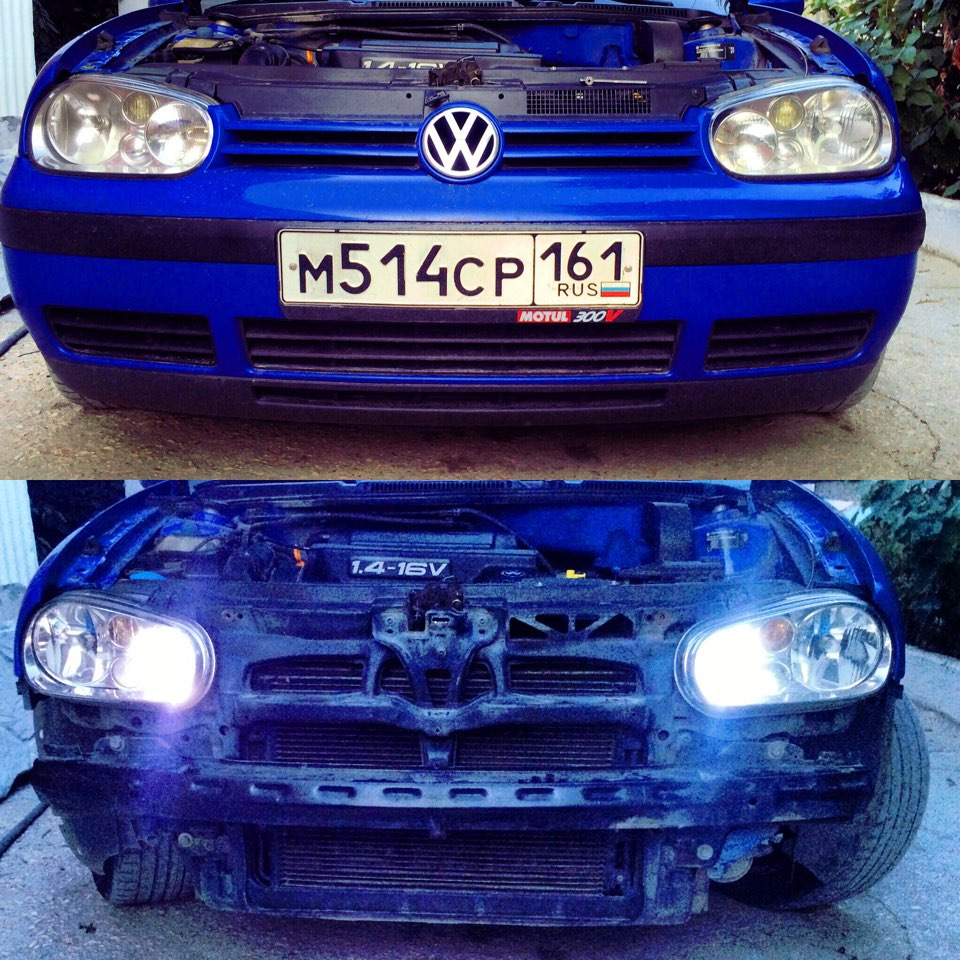 Замена фар Hella на Valeo + птф — Volkswagen Golf Mk4, 1,4 л, 1999 года ...