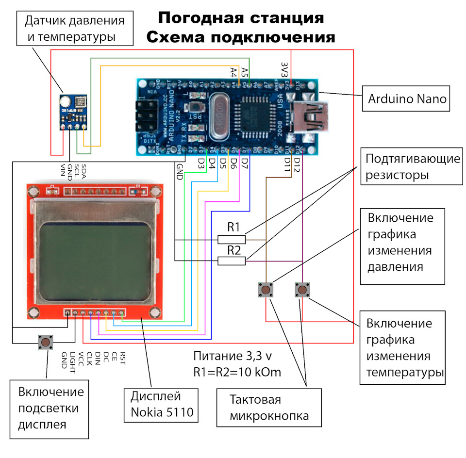 Схема подключения дисплея