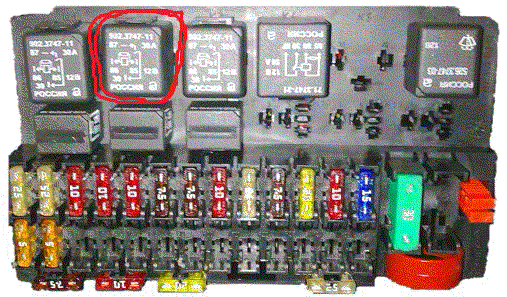 K340. Реле и предохранители блока монтажного LADA Priora FL (ВАЗ-2170) (Чертеж №