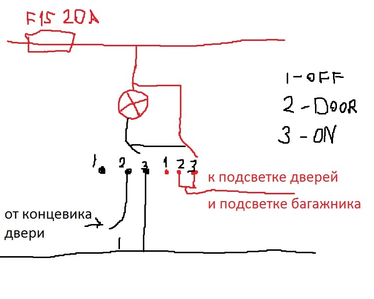 Схема освещения багажника ваз 2115