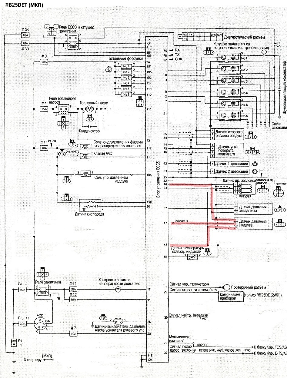 Буква "T" — Подключение буст сенсора — Nissan Laurel (C35), 2 л, 1998 ...