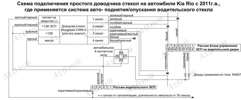 Доводчик стекол схема