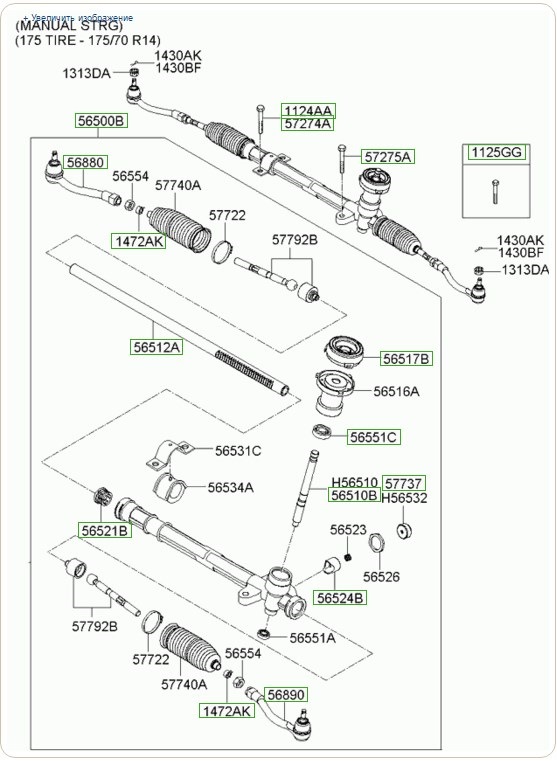 Kia Rio JB. Рулевая рейка 565001G500 — DRIVE2