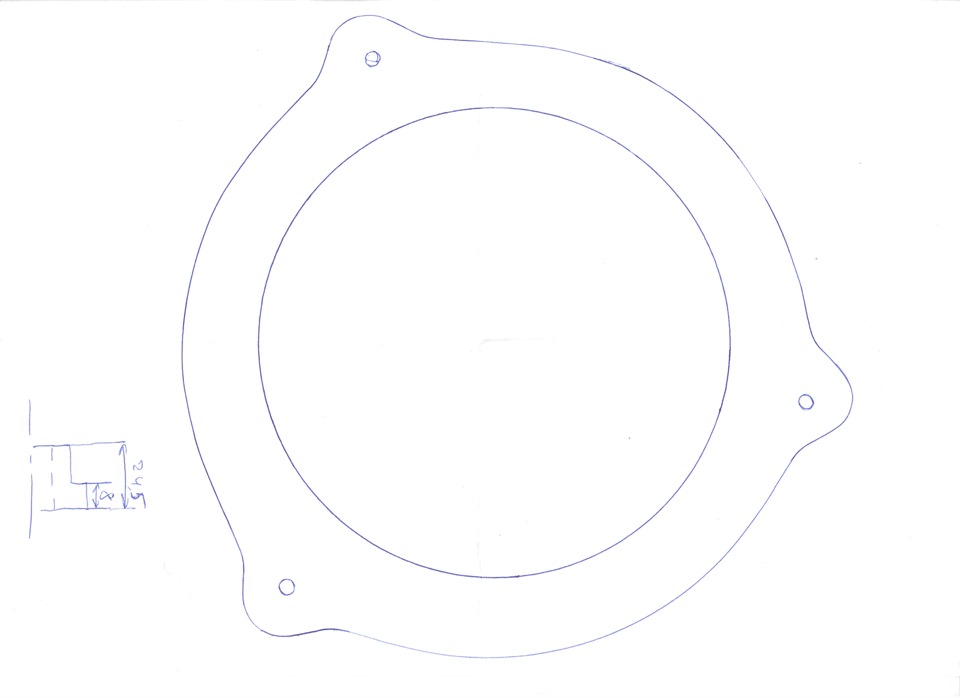 Чертеж проставочного кольца под 16 динамик