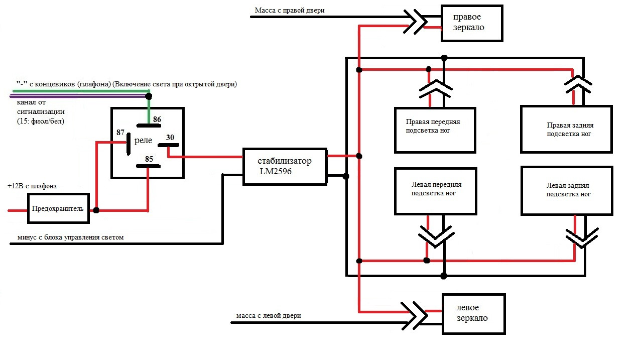Схема подключения зеркало с подсветкой