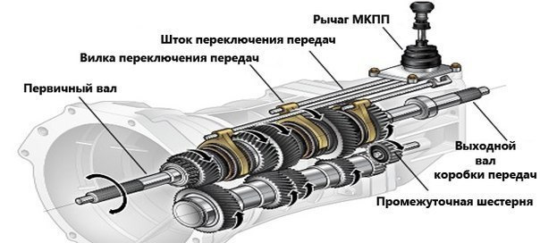 Как выглядит коробка передач внутри 