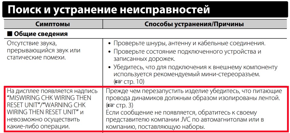 Check wiring магнитола kenwood пишет