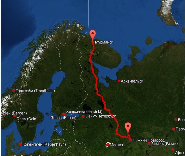 Автодорога санкт петербург мурманск карта с километражем