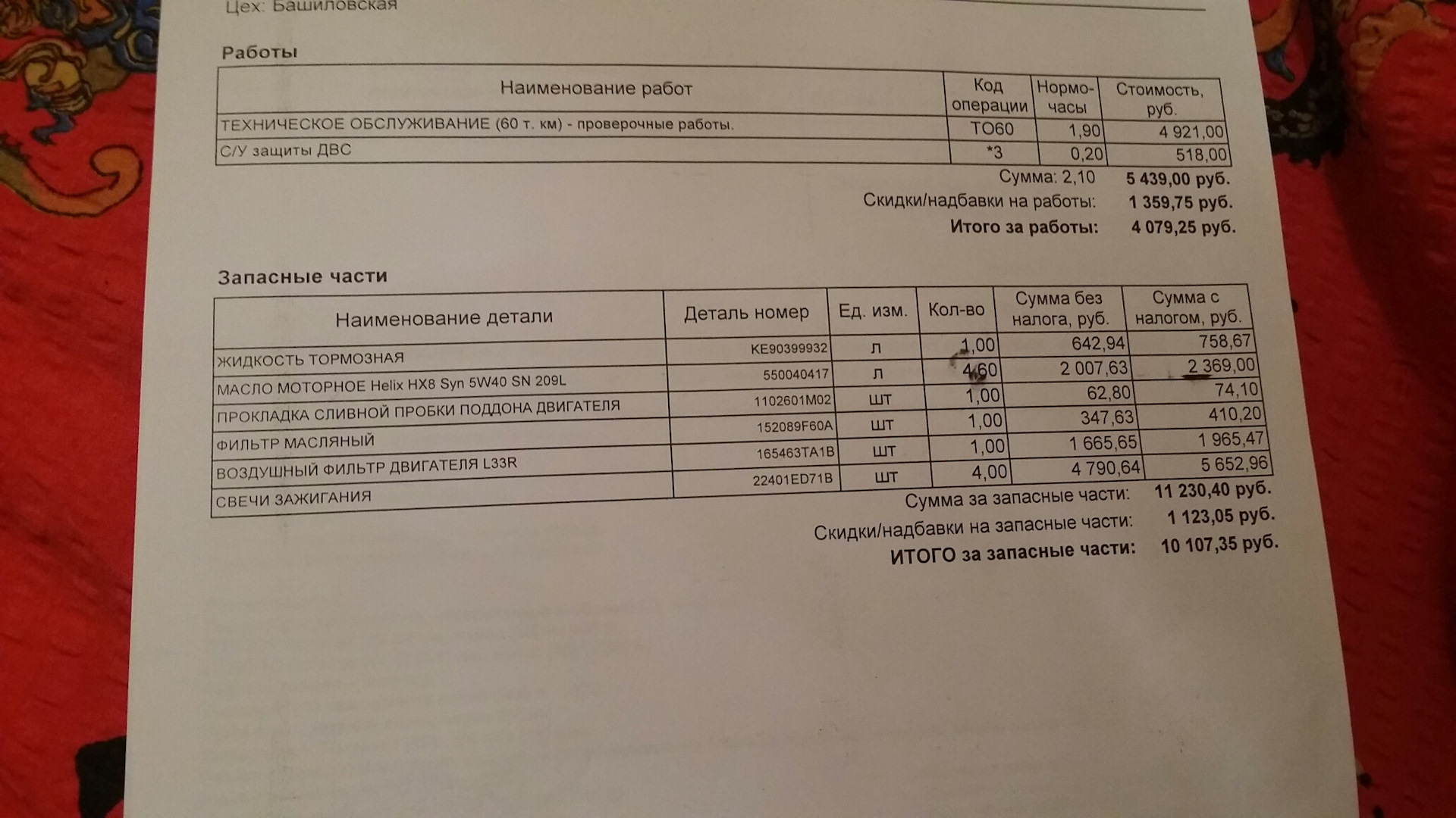 ТО4 60 000 на 56 463км. пробега — Nissan Teana (L33), 2,5 л, 2014 года |  плановое ТО | DRIVE2