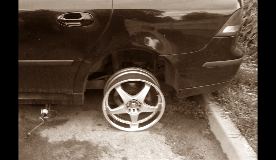 Примерка R18_5х100_114.3 ET38 Dia_73_J7.5 — Saab 9-3 (2G), 2,2 л, 2003 ...