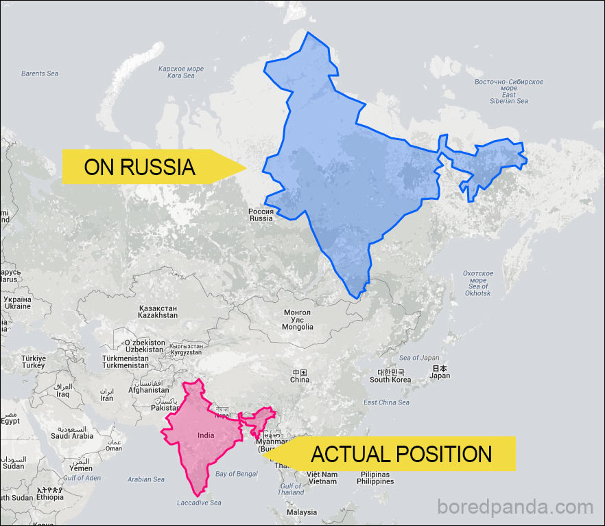 Реальный размер России