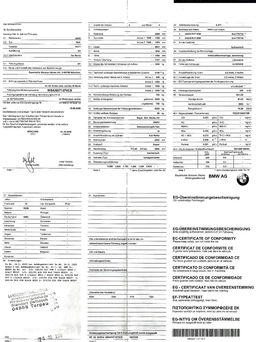 ЕС-Сертификат соответствия на автомобиль — DRIVE2