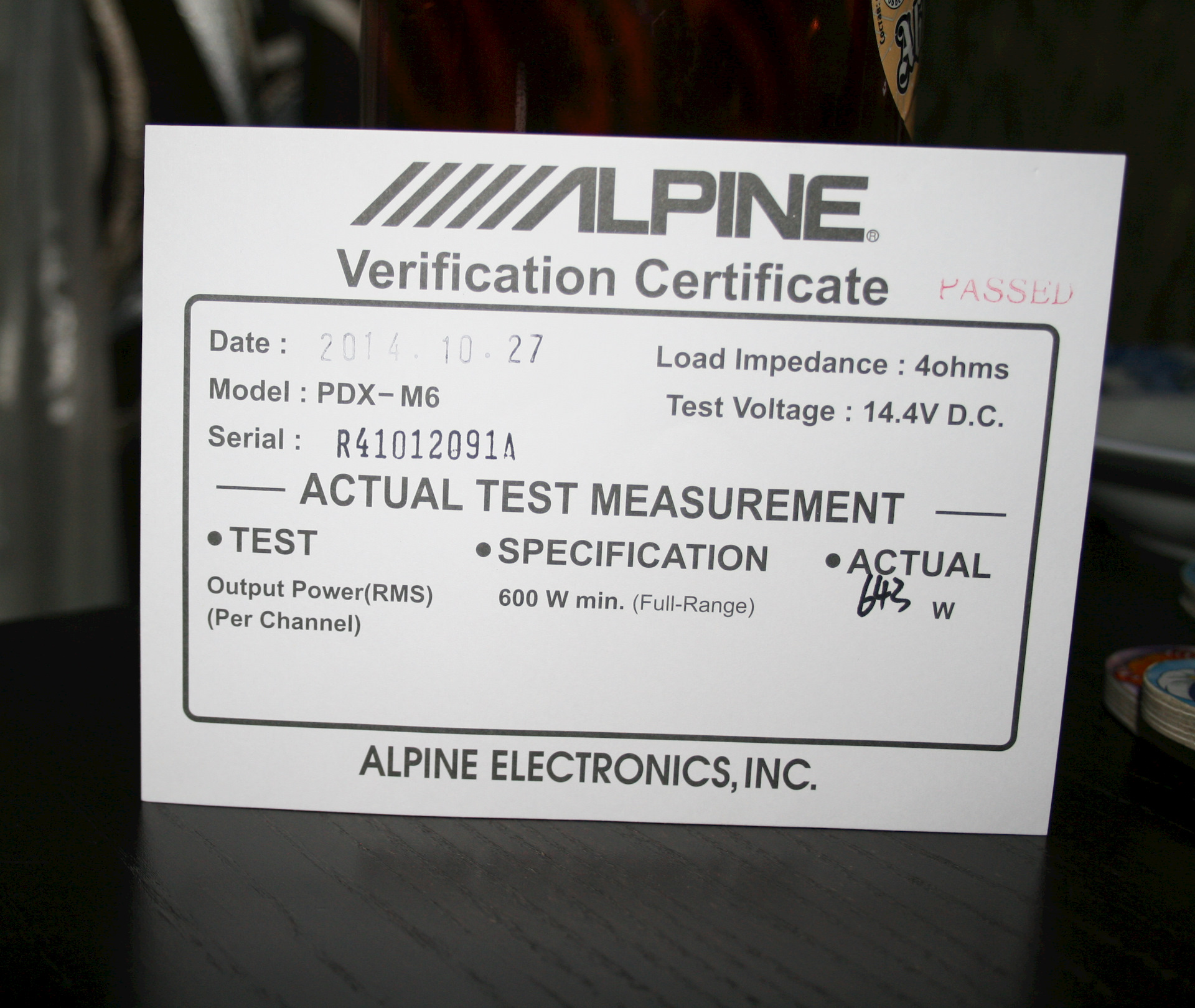 No server certificate verification method. Alpine PDX 1.600. Delivery verification Certificate.