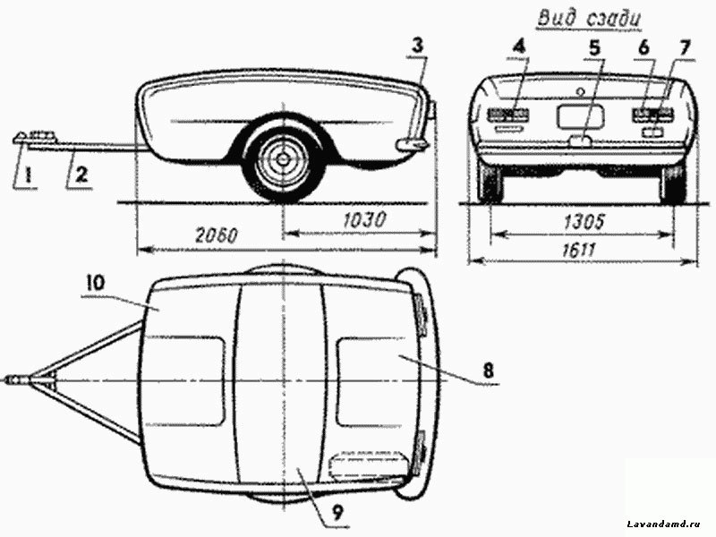 Чертеж прицепа для легкового автомобиля
