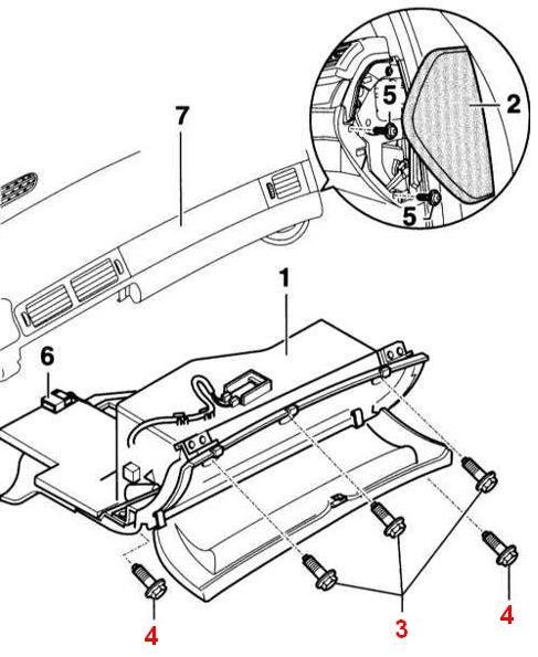 Ккрепежные места бардачка — Audi A4 (B7)