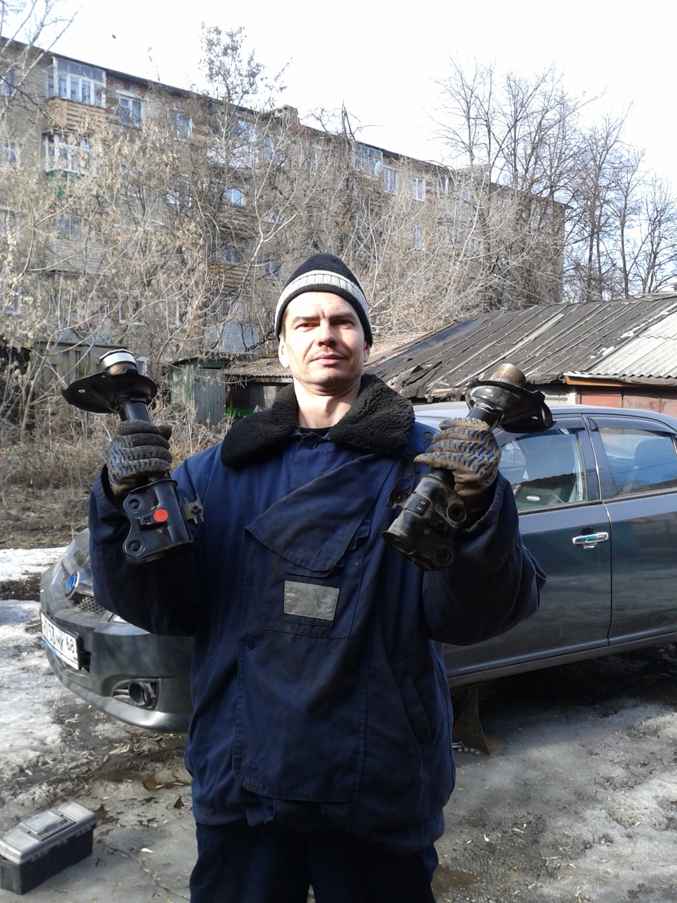 Переделка передних стоек под картриджи — Geely MK, 1,5 л, 2013 года ...